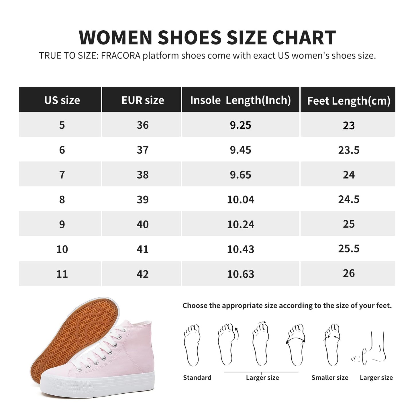 FRACORA Womens High Top Platform Sneakers White Platform Shoes Fashion Canvas Shoes for Women(Black,US7)