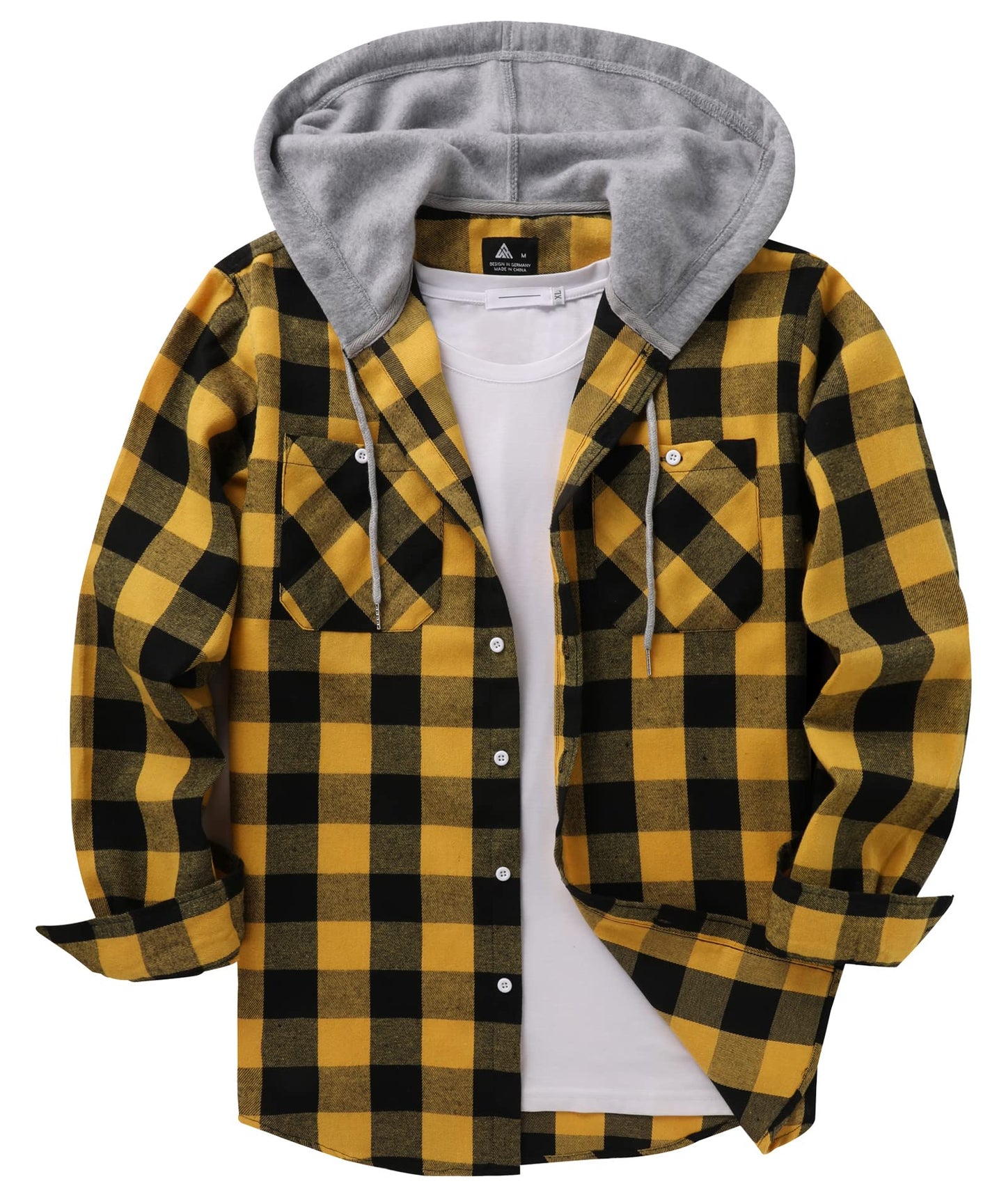 SCODI Mens Flannel Hoodie Shirt Casual Button Down Plaid Jacket Shirts Stylish Long Sleeve Shirts with Pocket Purple Large