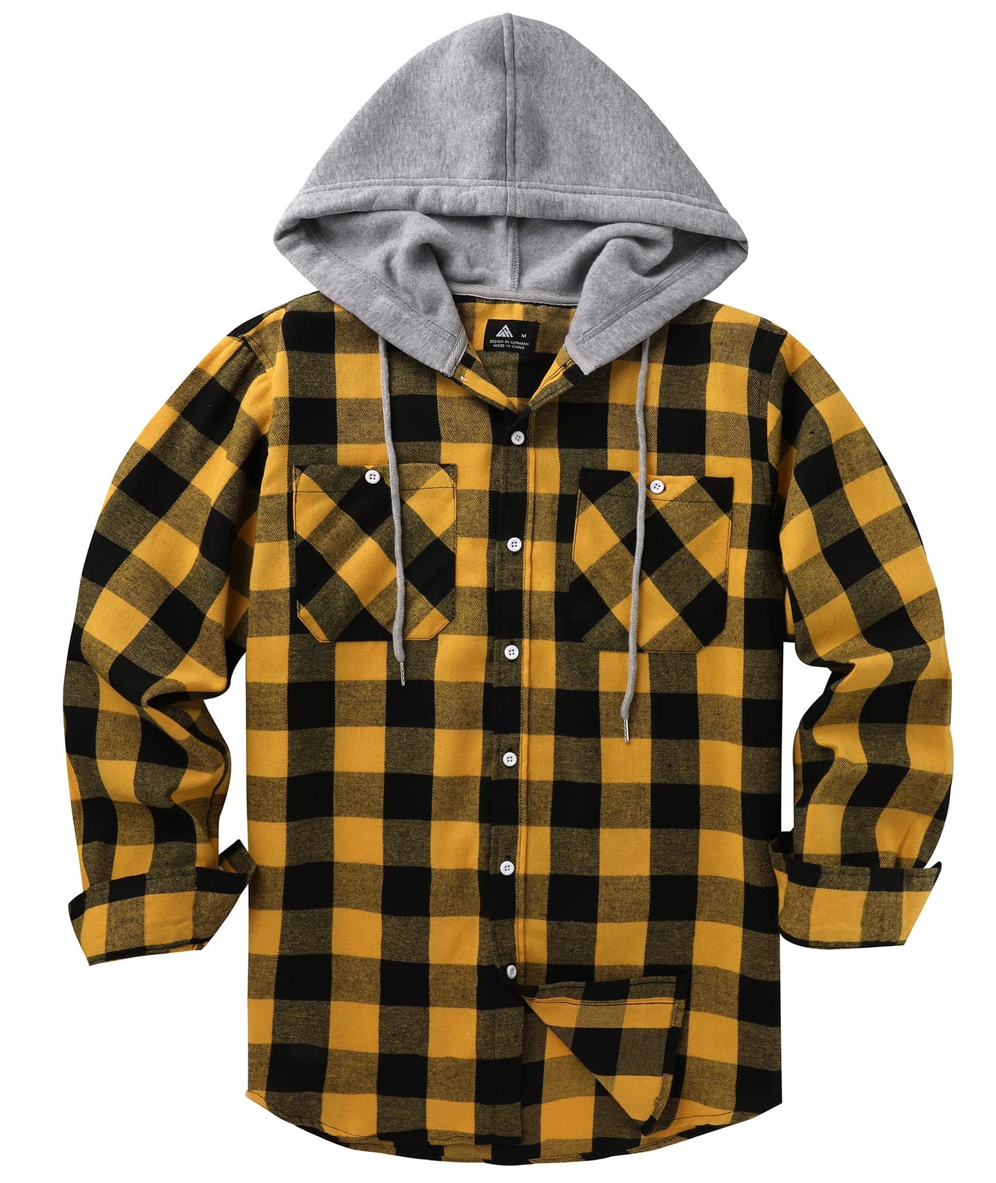 SCODI Mens Flannel Hoodie Shirt Casual Button Down Plaid Jacket Shirts Stylish Long Sleeve Shirts with Pocket Purple Large