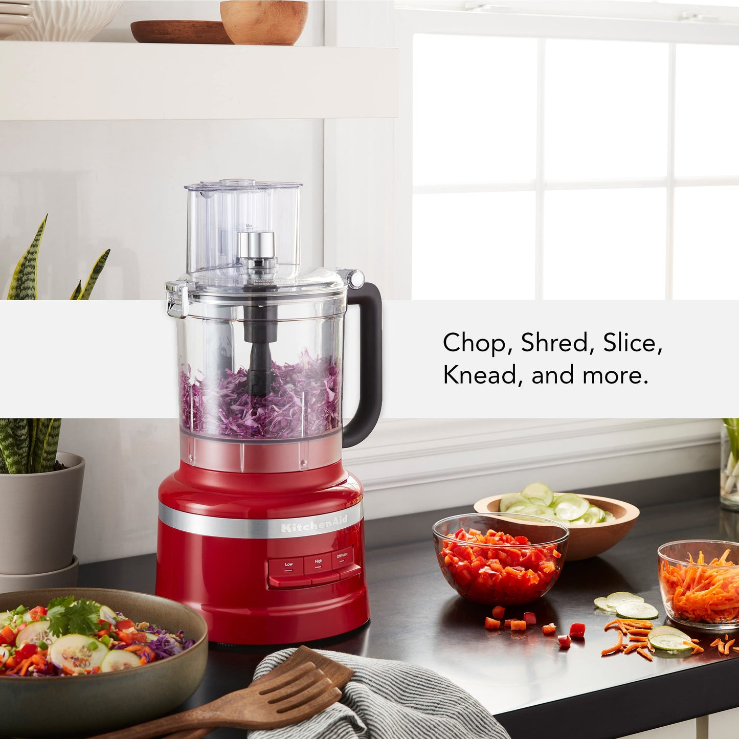 KitchenAid KFP0718ER 7-Cup Food Processor Chop, Puree, Shred and Slice - Empire Red