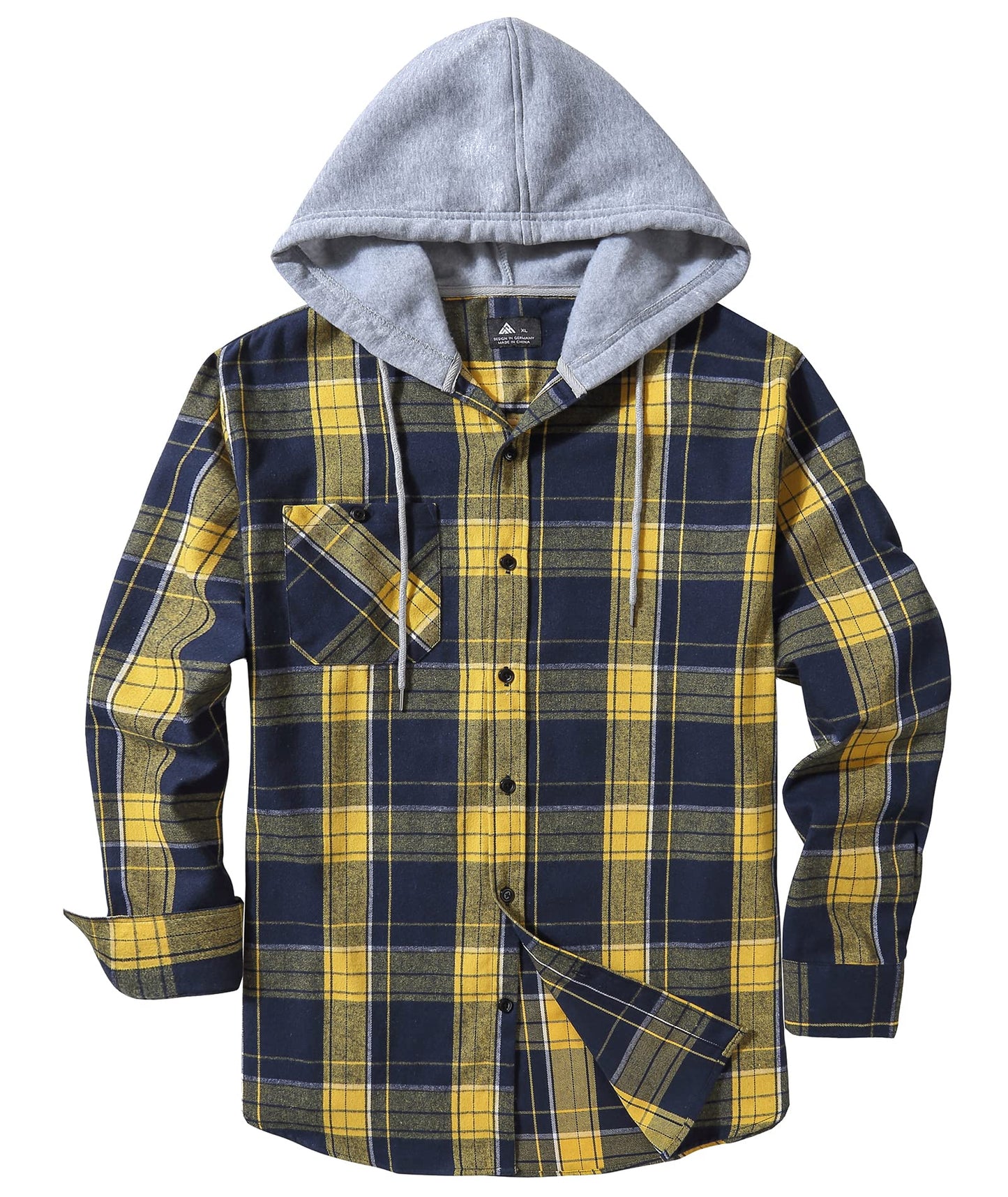 SCODI Mens Flannel Hoodie Shirt Casual Button Down Plaid Jacket Shirts Stylish Long Sleeve Shirts with Pocket Purple Large