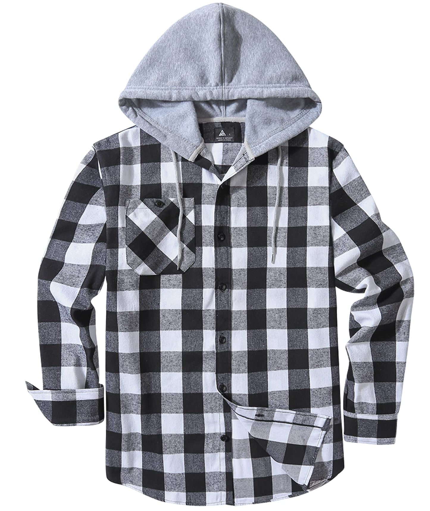 SCODI Mens Flannel Hoodie Shirt Casual Button Down Plaid Jacket Shirts Stylish Long Sleeve Shirts with Pocket Purple Large