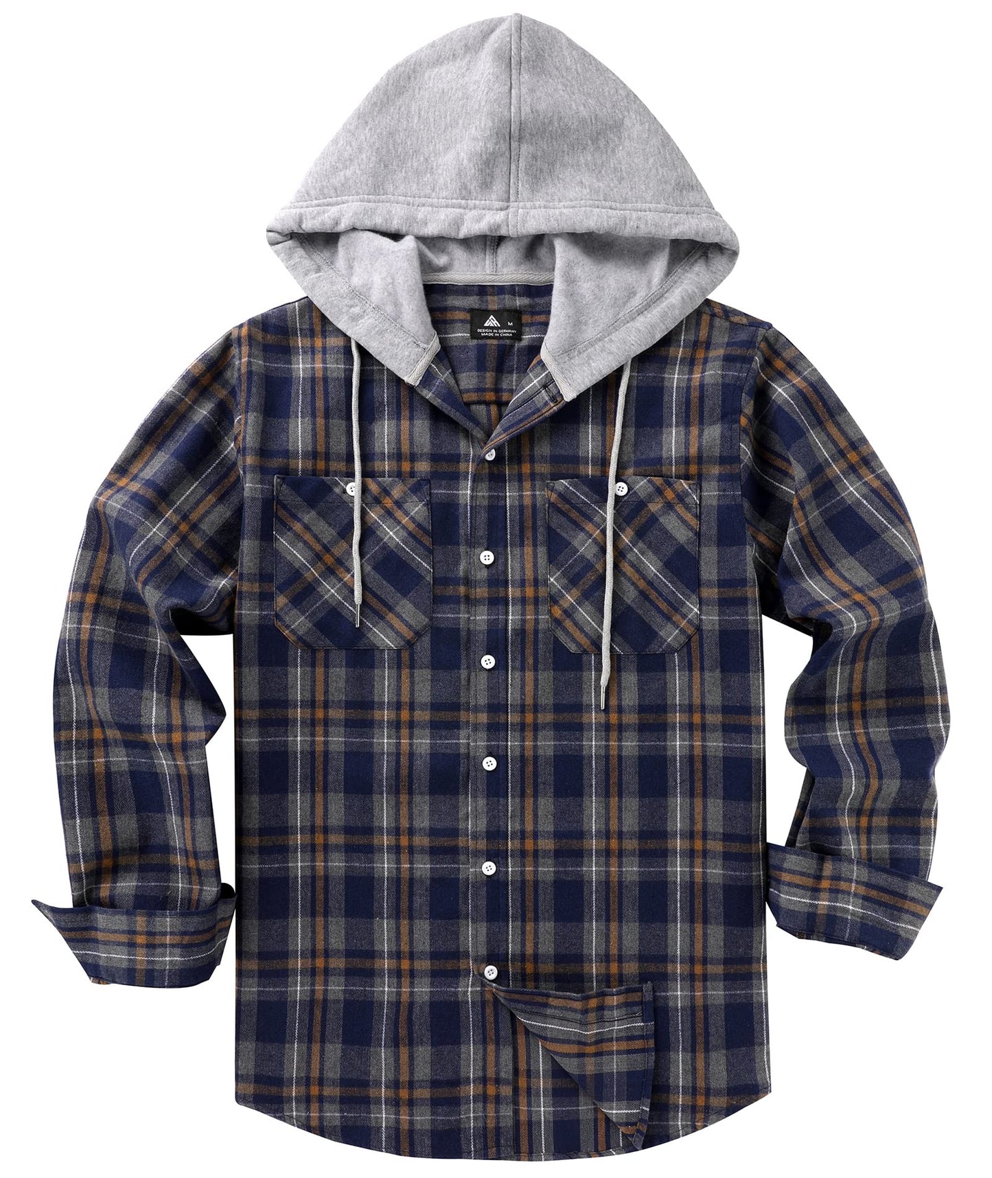 SCODI Mens Flannel Hoodie Shirt Casual Button Down Plaid Jacket Shirts Stylish Long Sleeve Shirts with Pocket Purple Large