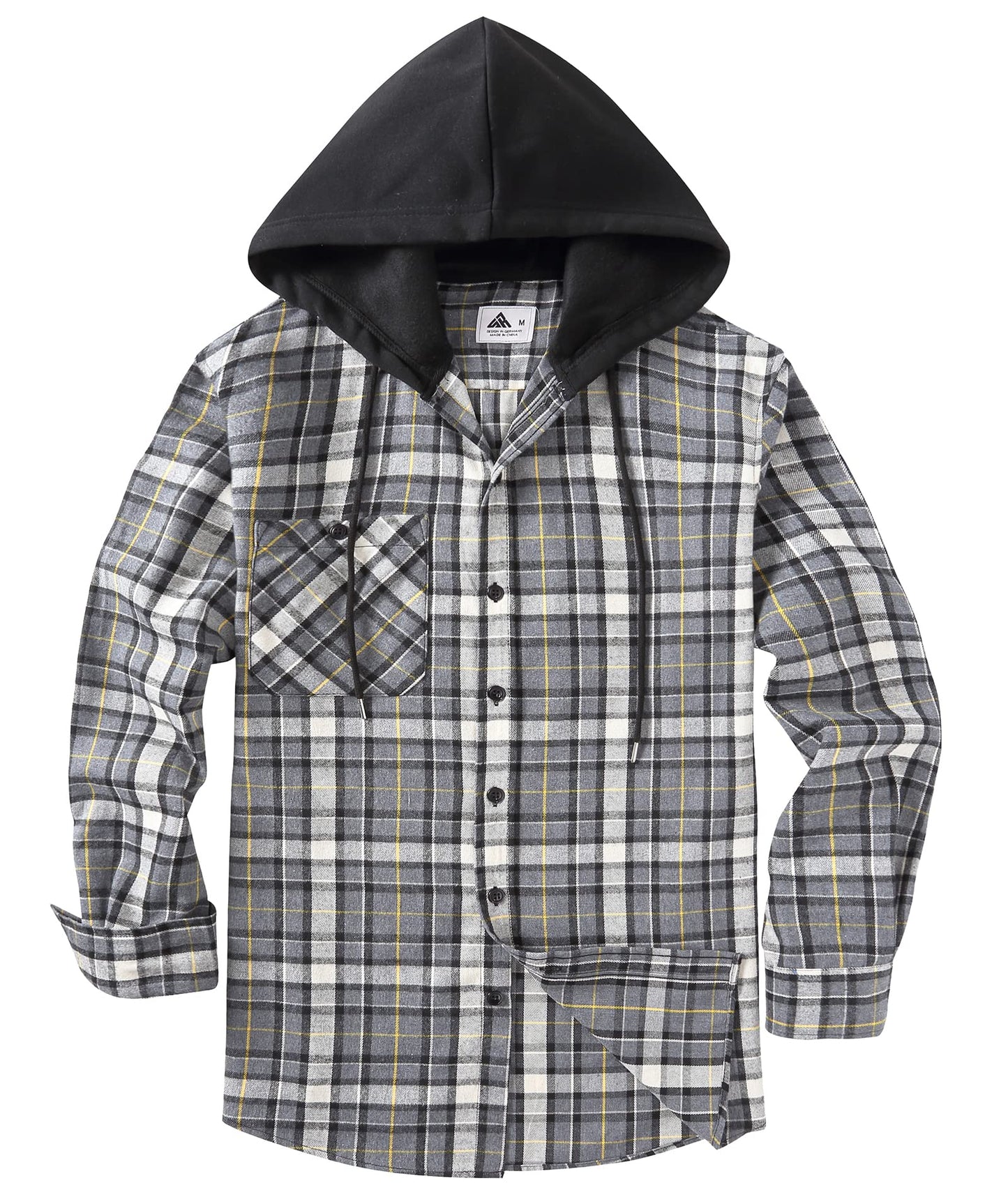 SCODI Mens Flannel Hoodie Shirt Casual Button Down Plaid Jacket Shirts Stylish Long Sleeve Shirts with Pocket Purple Large