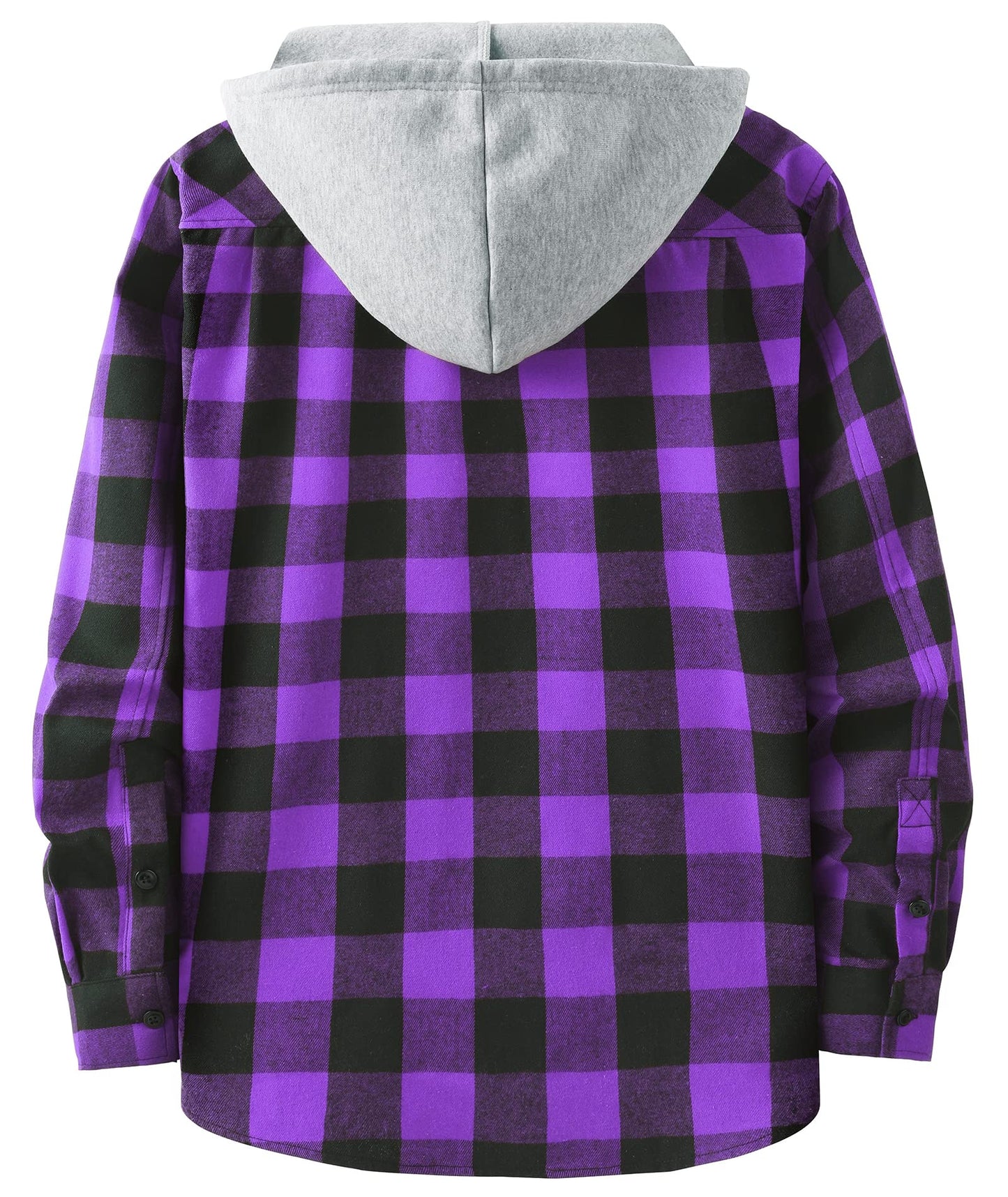 SCODI Mens Flannel Hoodie Shirt Casual Button Down Plaid Jacket Shirts Stylish Long Sleeve Shirts with Pocket Purple Large